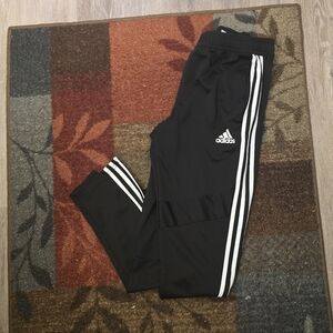 Adidas Kids Black Joggers with White Stripes